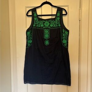 Tory Burch Embroidered Black and Green Women's Dress